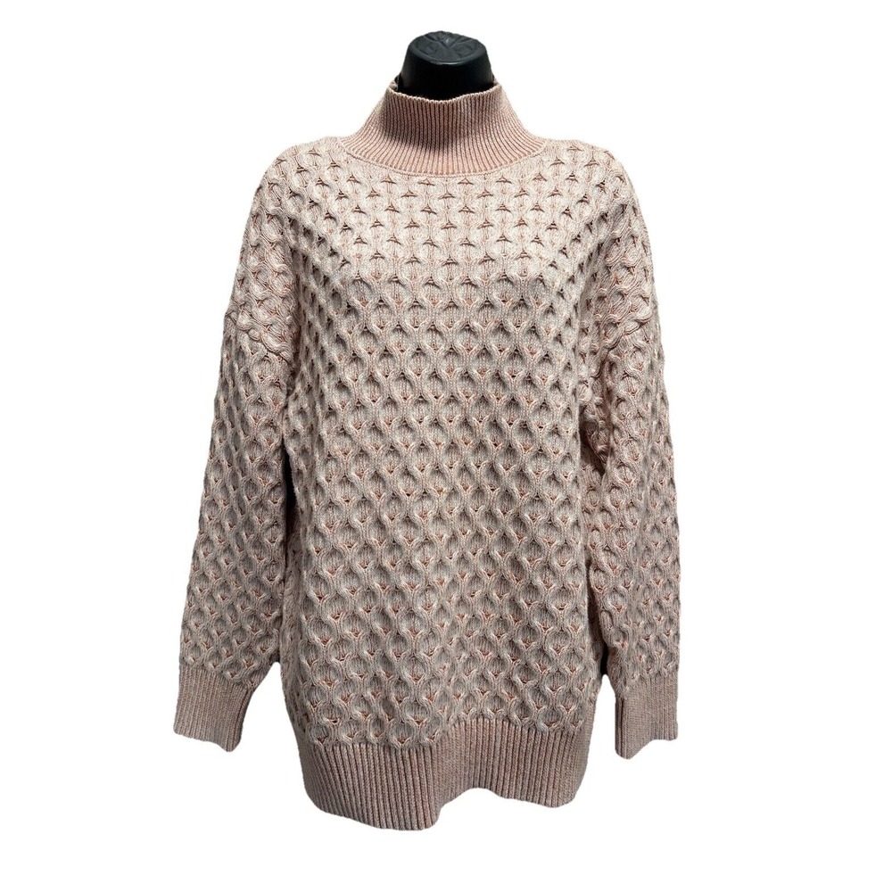 Knox Rose Knit‎ Long Sleeve Oversized Sweater Size Medium Ribbed Hem High Collar